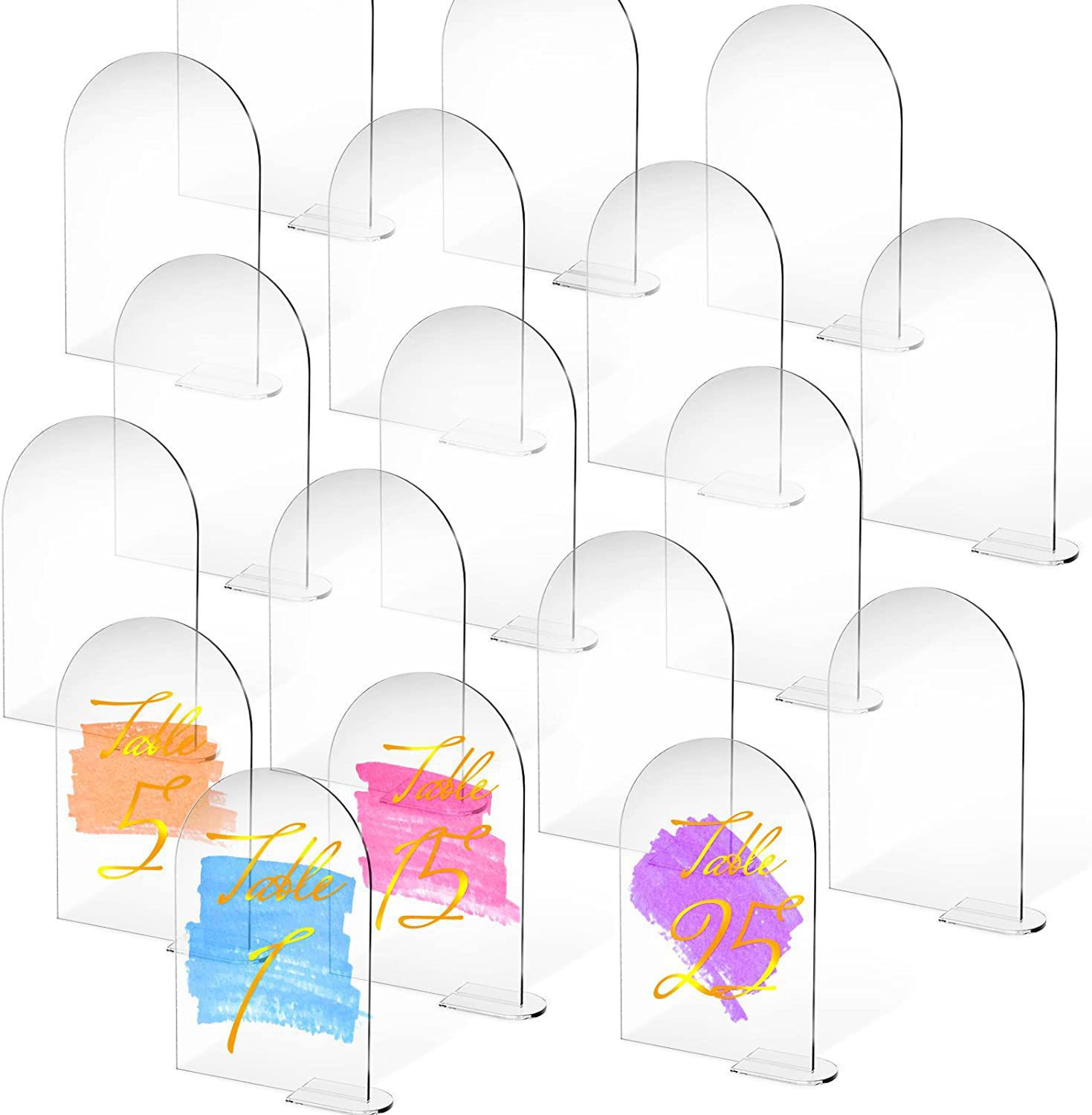 Cross-border Acrylic Transparent Arch-Shaped Semi-Circular Digital Seat Cards&mdash;DIY Blank Party Decorations, Wedding Table Card Displays
