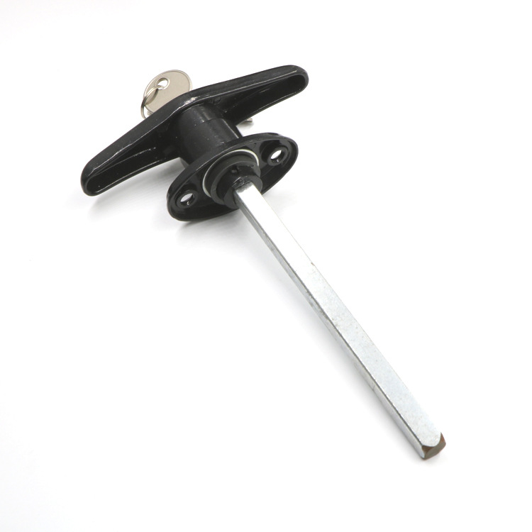 En stock T-tipo mango cerradura negro pintado de aleación de zinc biela chasis máquina Rod T-tipo manija cerradura de la mano