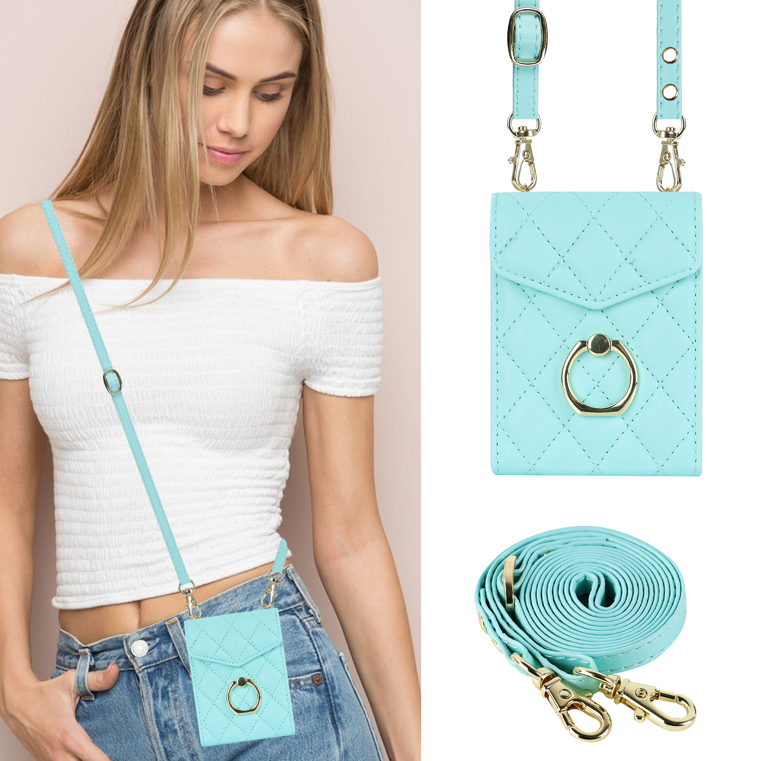 Samsung Flip6 Crossbody Phone Case With Ring And Wallet Cover_voghion.com