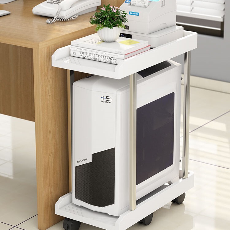 Desktop Computer Host Bracket Double-Layer Mobile Universal Wheel Base Tray Floor-Standing Chassis Printer Bracket