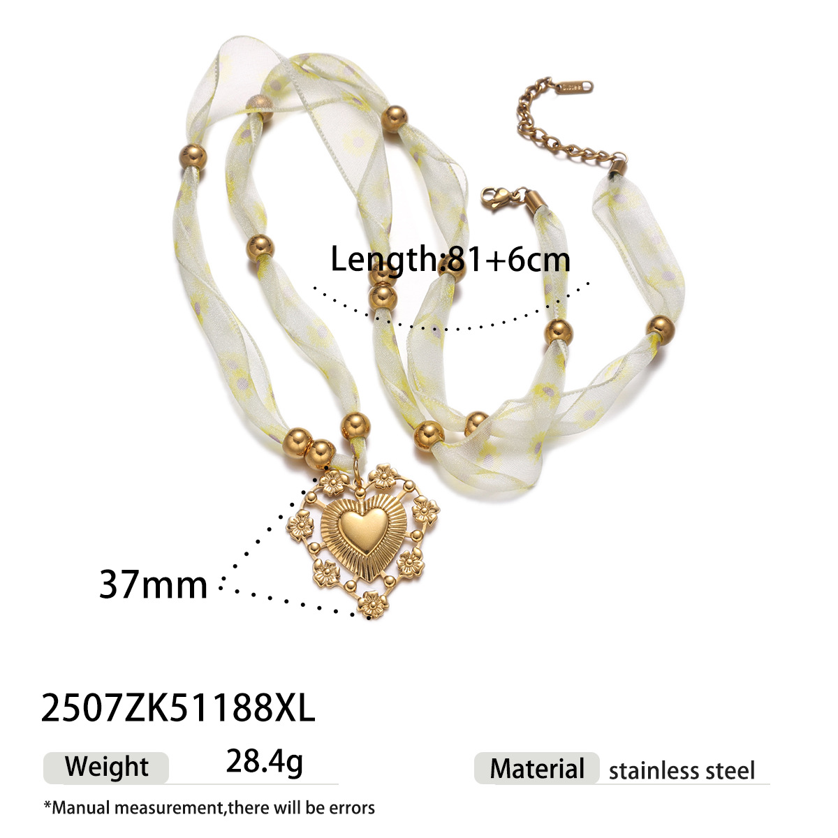 Taina Europa y América amor colgante de acero inoxidable nicho ligero de lujo largo collar bufandas de seda personalidad collar de moda