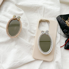 ins風小眾手機殼鏡子貼桌面看追劇支架氣囊可伸縮便攜隨身補妝鏡