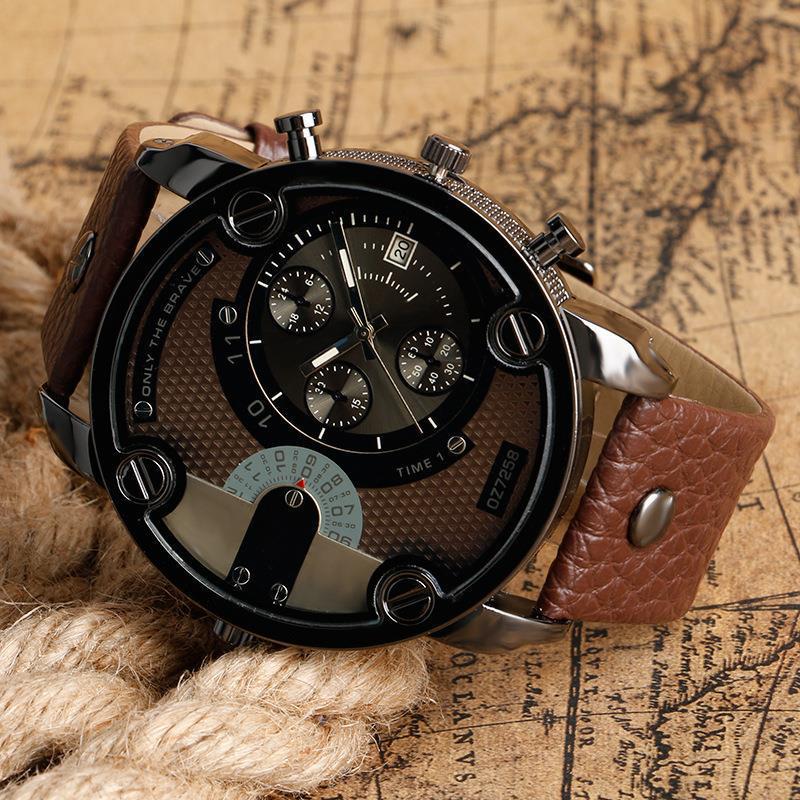 DZ reloj de hombre de moda dial grande estilo europeo y americano correa de acero reloj deportivo Correa reloj de cuarzo generación