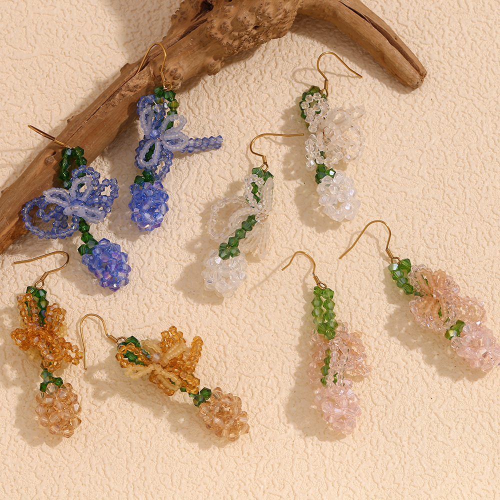 Sweet Colored Bow Pineapple Stainless Steel Earrings