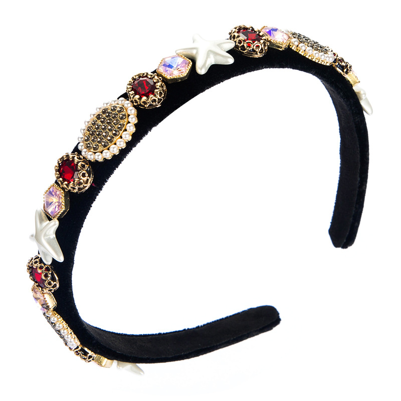 Baroque Geometric Pearl Rhinestone Cloth Headband display picture 9