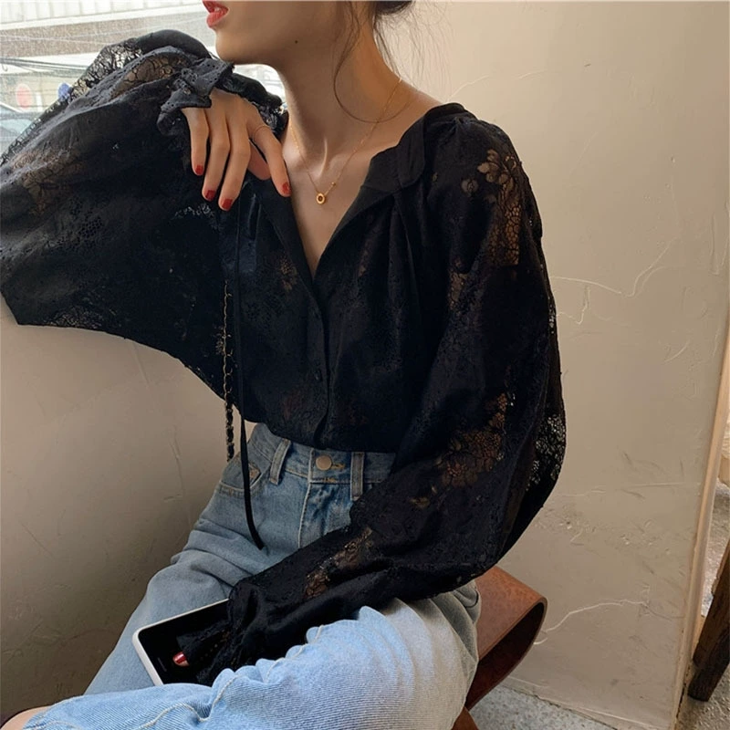Весна 2021, новинка, лучше всего подходит для нишевой рубашки в западном стиле, женский топ с v-образным вырезом, кружевная нижняя рубашка, летняя