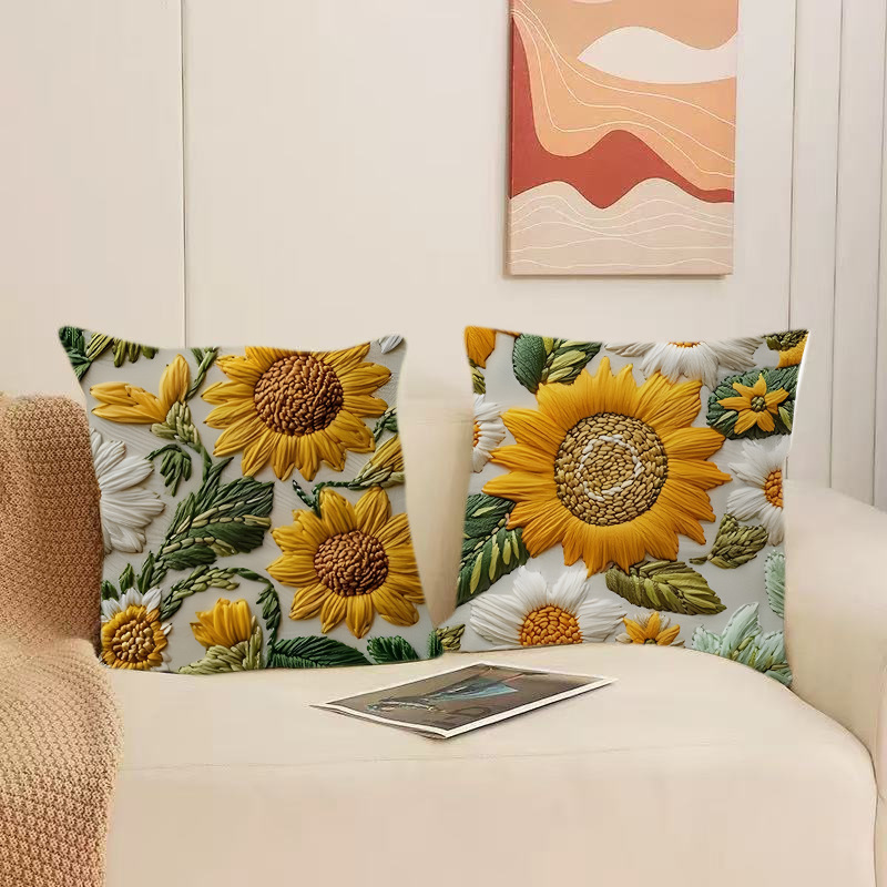 Transfronterizo amazon girasol funda cojín primavera-verano sofá sala de estar decoración de cabecera funda cojín