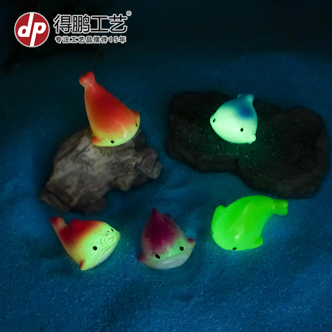 (2개) 마이크로 풍경 창의적 귀여운 빛나는 작은 상어 해양 동물 장식품 DIY 수족관 어항 장식 액세서리