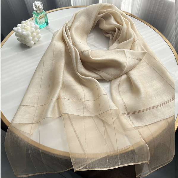 2026 mulberry silk frame small gold edge silk scarf classic plaid…