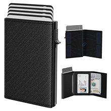 跨境钱包碳纤维RFID防盗皮夹金属卡包定制多卡位自动弹卡男士卡包