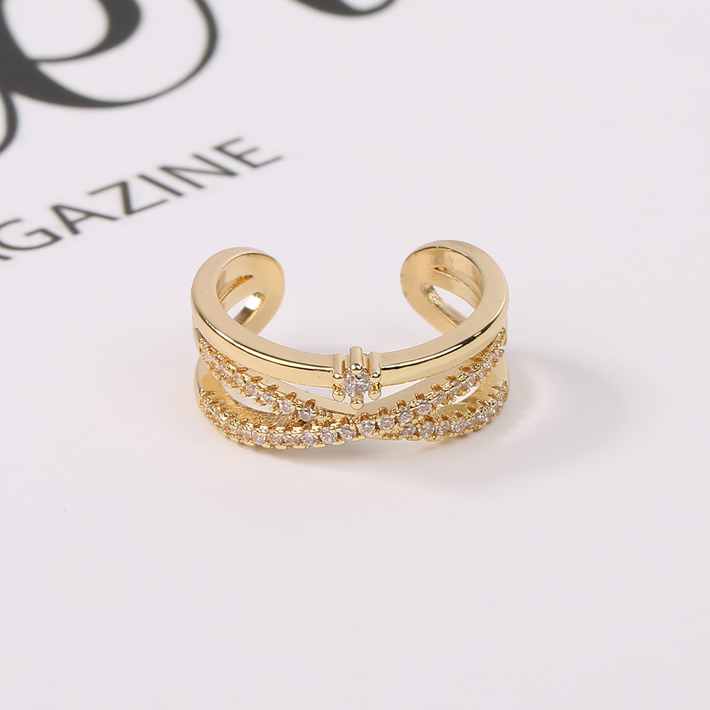 Fashion New Style Geometric Retro Full Diamond Multi-layer Tail Ring display picture 5