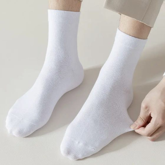 Mid-tube socks thin socks men's solid color breathable summer and autumn leisure sports socks polyester cotton business stockings new women's socks