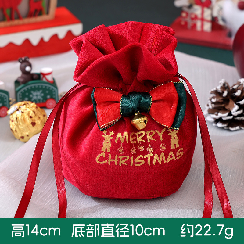 新しいクリスマスイブのリンゴの袋の蝶結びのベルベットのアイロンの口のプレゼントの袋のクリスマスのアイデアの贈り物の袋の卸売り|undefined