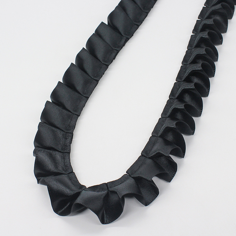 Fabricantes al por mayor de 2.5cm de ancho poliéster único borde de loto plegado cinta DIY accesorios de ropa hecha a mano cinta de encaje decoración image 28