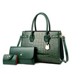 Fashionable trend one-shoulder bag, set, European style, suitable for import, crocodile print, 3 piece set