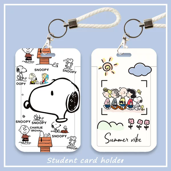 ins high-looking cute Snoopy card holder work permit subway bus card holder student anti-lost water halter card holder