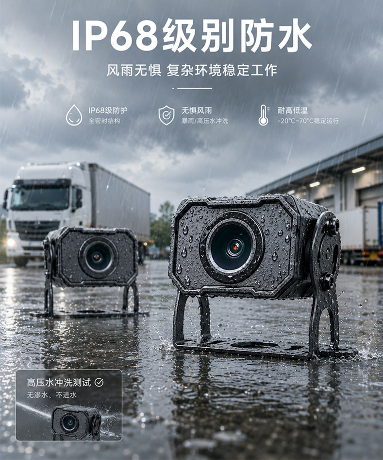 High-definition dual-channel monitoring truck dashcam for forklifts, construction vehicles, and dump trucks with front and rear dual recording