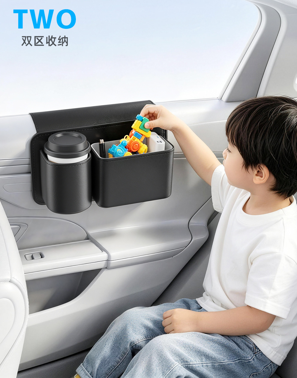 Car-mounted cup holder storage bag, multifunctional rear seat storage box, car window side rack, waterproof storage bag