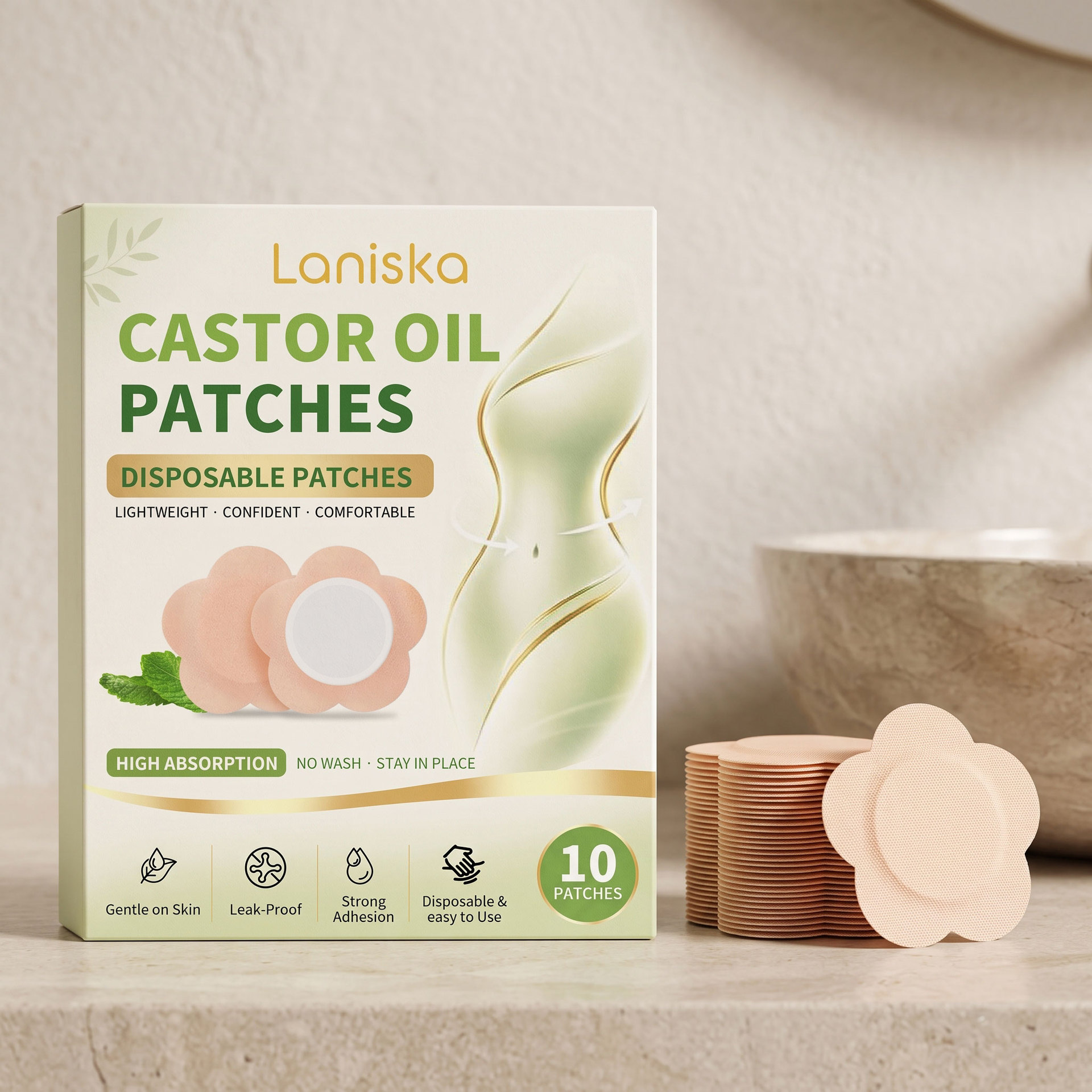 Laniska Castor Oil Patches Are Soft, Lightweight, Breathable, and Provide Intimate Care for the Body, Leaving Skin Smooth and Soft