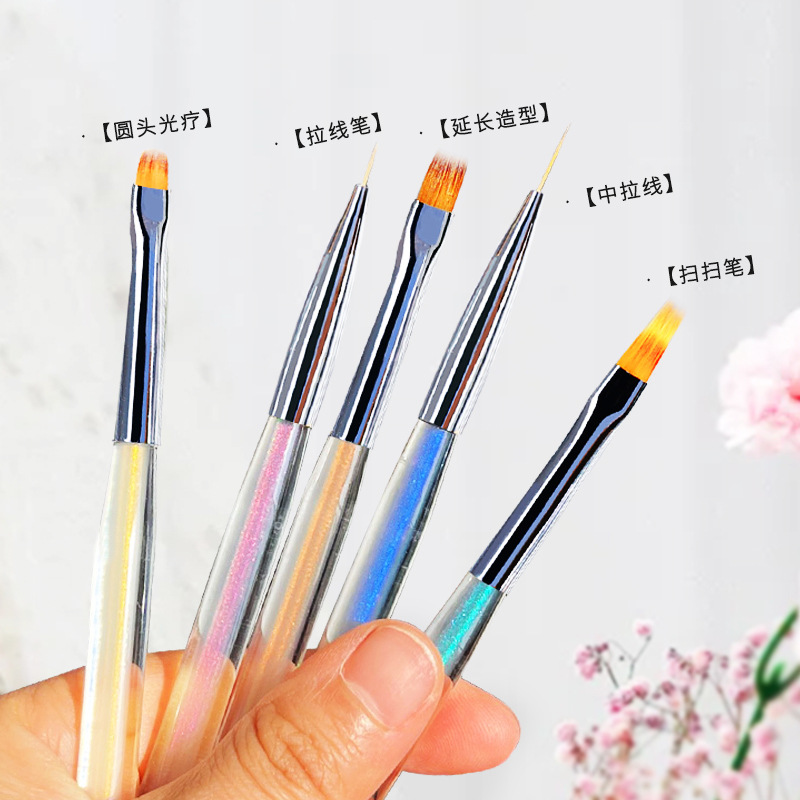 Estilo japonés nuevo clavo Aurora fototerapia pluma pintura de uñas gancho dibujo de línea pluma floreciente tienda de uñas cepillo profesional