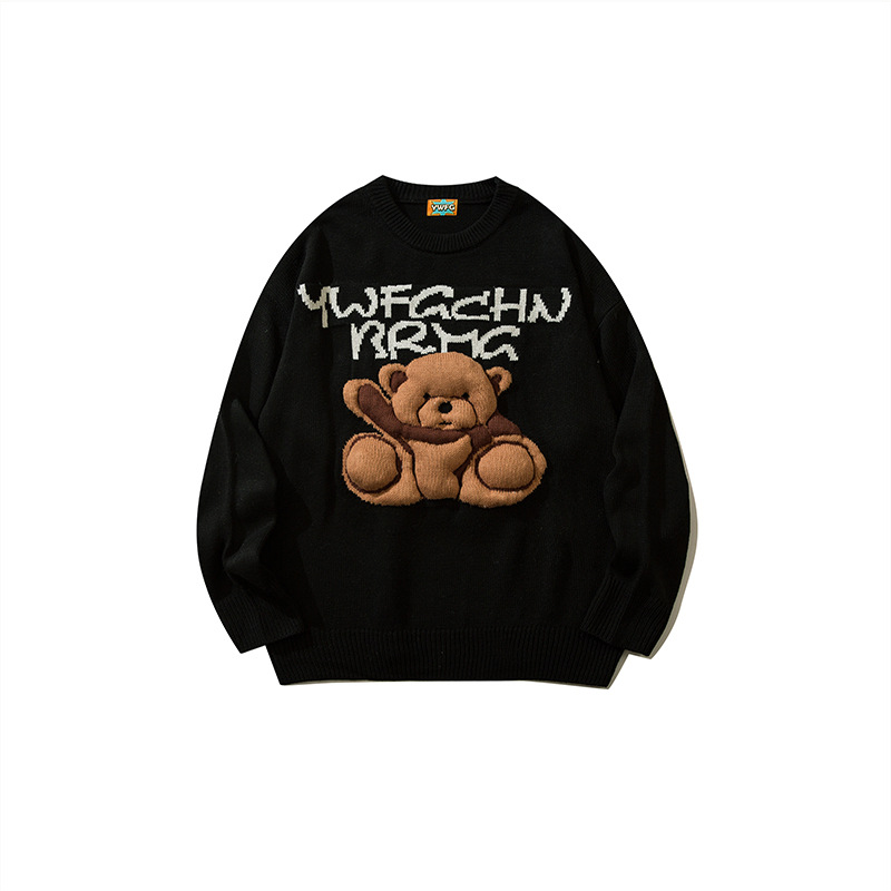 YWFG ropa de mujer americana retro dibujos animados cachorro 2024 primavera cardigans de cuello redondo manga larga suéter de punto image 3