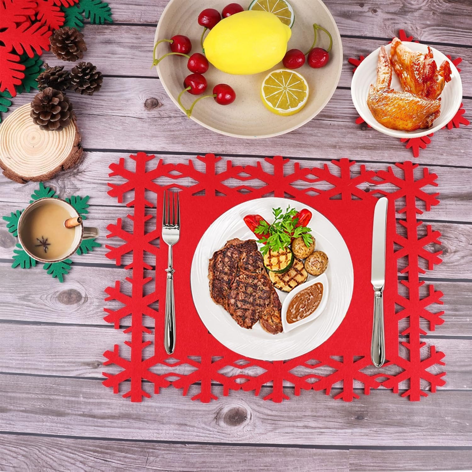 Christmas Placemat And Coaster Set For Dining Table Decor_voghion.com