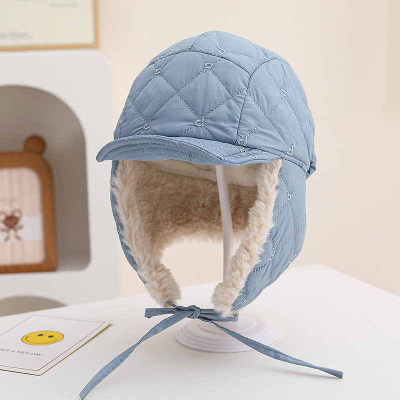 Sombrero de bebé de invierno para viajar al aire libre para niños y niñas y niñas con sombrero de lana caliente Lei Feng moda dos sombreros de lengua de pato para niños