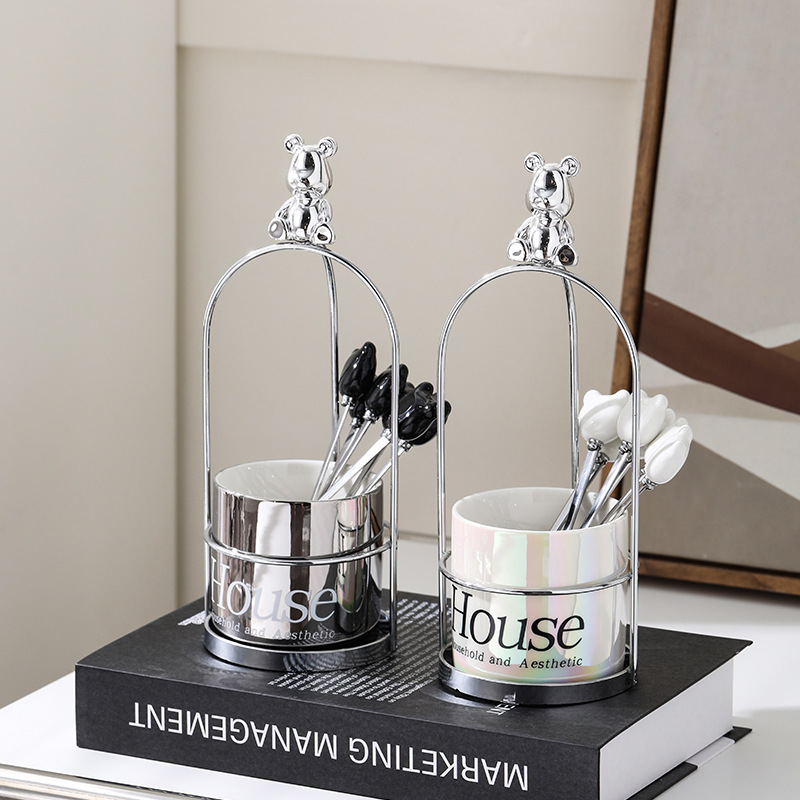 高顏值水果叉套裝不鏽鋼小叉子水果簽果插甜品蛋糕叉收納罐