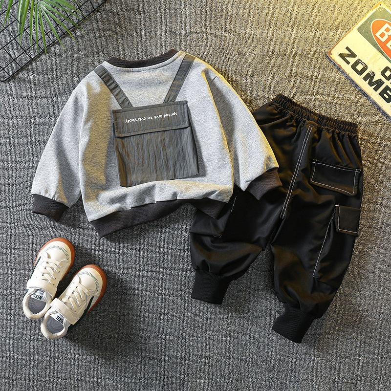 6342 Traje de moda de otoño para niños 2025 Nuevo estilo para niños Primavera y otoño Ropa deportiva de estilo occidental Traje de dos piezas para bebés Otoño