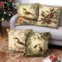 Y2JIT代发跨境亚麻抱枕套One Set of Four Retro Bird of Prey Fl