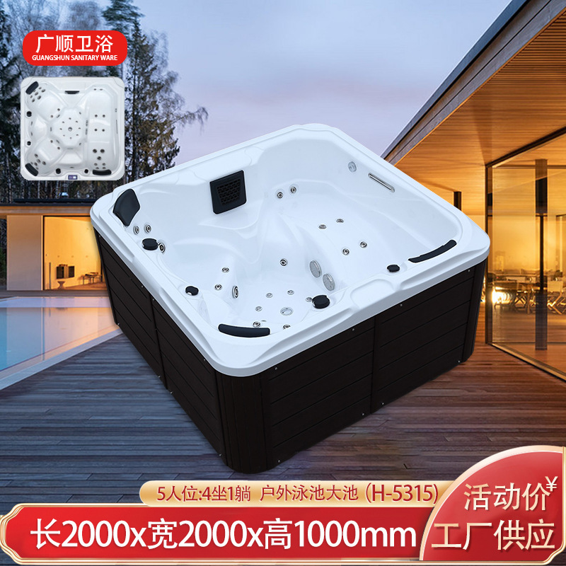 广顺亚克力户外浴缸独立式浴池大缸 冲浪按摩浴缸恒温大池浴缸