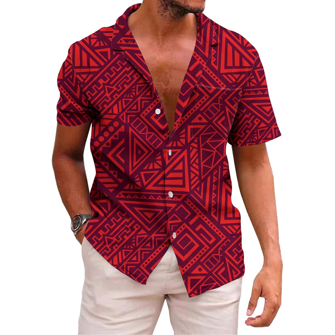 Kyku Mexican Shirt Men's Fun Beach Shirt Hawaiian Button Short Sleeve Multicolor Graffiti Rich