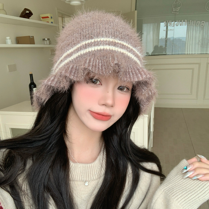 韩系甜美百搭花边针织毛线帽秋冬户外休闲防风保暖帽显脸小帽子女|undefined