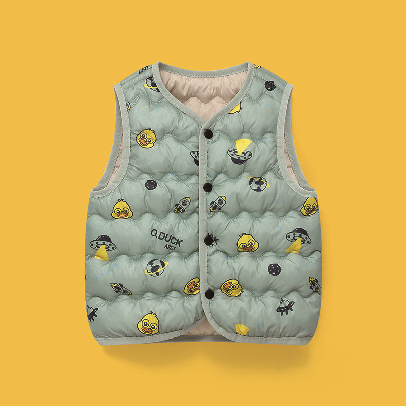 Otoño y invierno nuevo pato amarillo para niños chaleco de algodón chaleco de algodón caliente para niños pequeños, niños pequeños, niños pequeños, chaleco de algodón para niños pequeños