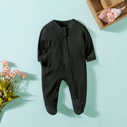 Wholesale baby jumpsuit pure cotton foot-covering crawl suit newborn long-sleeved crawling out suit pajamas harem spring and summer children's clothing