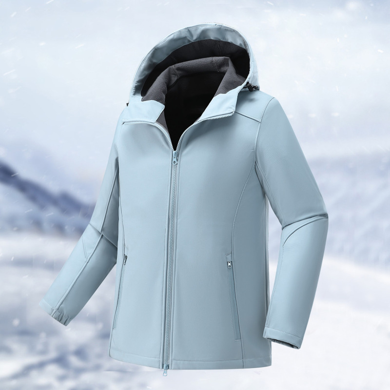 Autumn and Winter Men's Outdoor 75D Unisex Softshell Hooded Loose-Fitting Mountaineering Jacket Autumn and Winter Men's Outdoor 75D Unisex Softshell Hooded Loose-Fitting Mountaineering Jacket