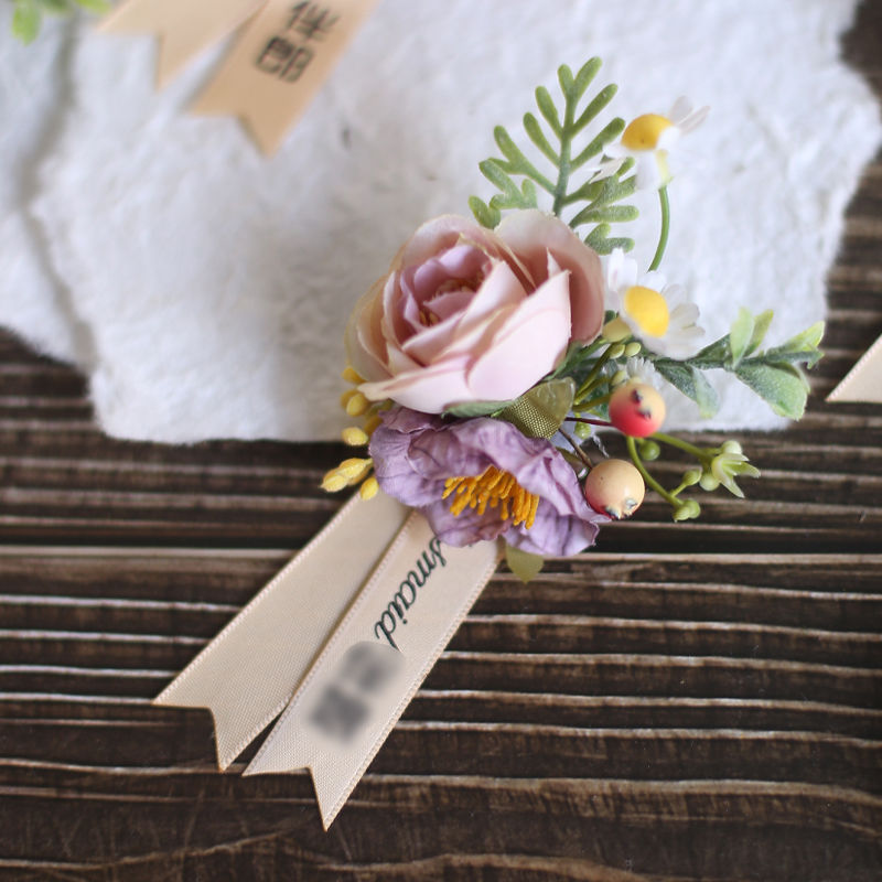 結婚式新郎新婦コサージュ手首花韓国風ライト高級シンプルインスタイル屋外花婿の付添人花嫁介添人両親|undefined