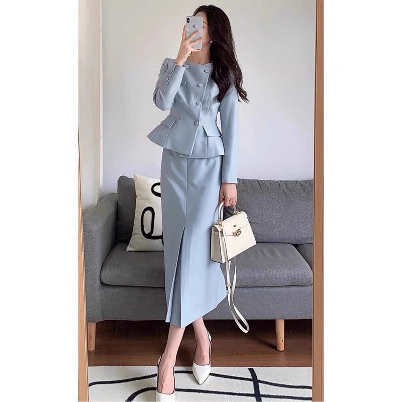 御姐风西装套裙女2025春秋款职业气质一整套主持白领小洋装两件套|undefined