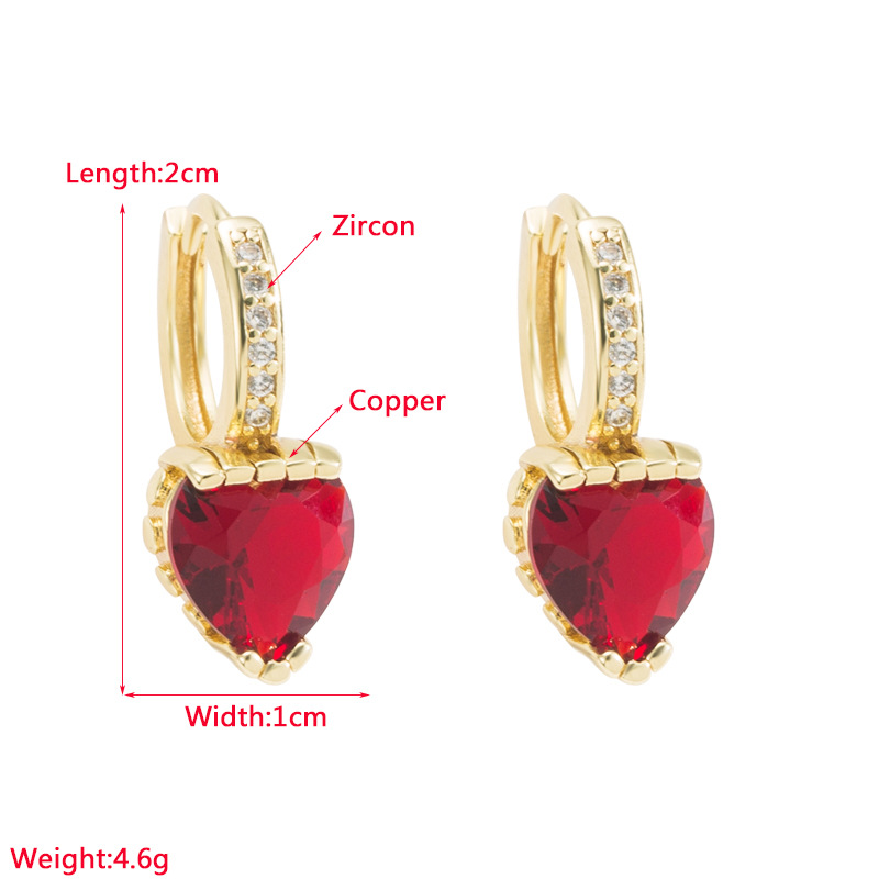 Mode Géométrique Forme De Cœur Le Cuivre Des Boucles D'oreilles Incruster Zircon Boucles D'oreilles En Cuivre display picture 1