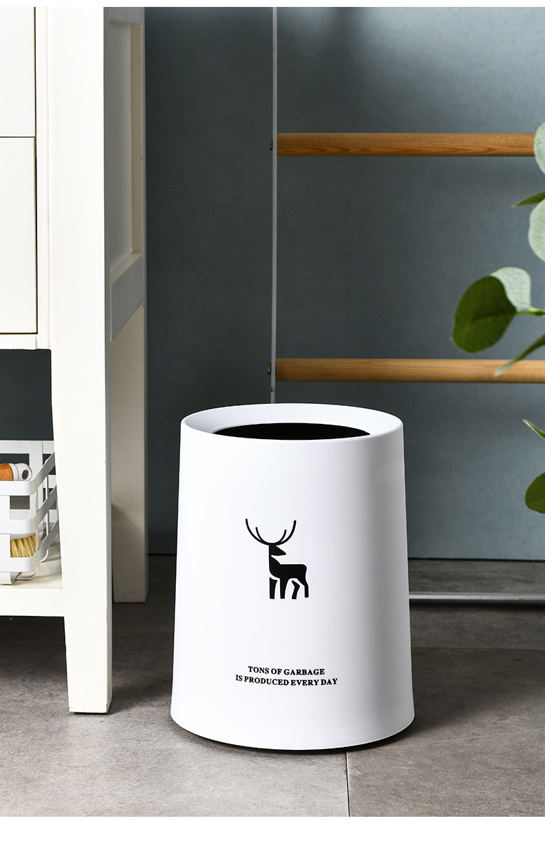 北欧垃圾桶双层家用简约客厅卧室厨房卫生间办公室创意厕所圆形筒详情16