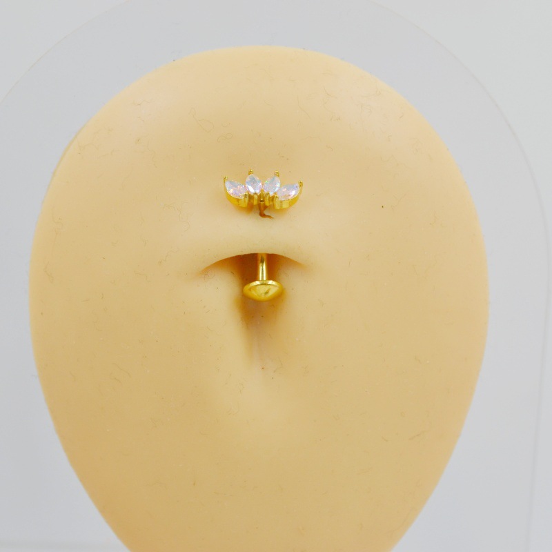 Zirconia Navel Piercing Ring Stainless Steel Belly Button Jewel_voghion.com
