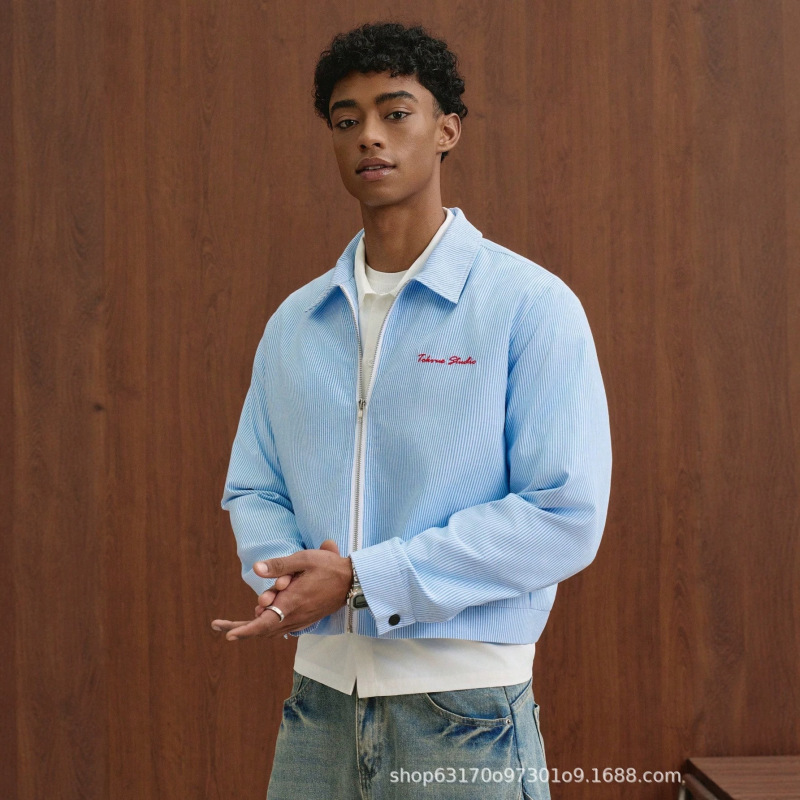 Men's casual jacket, striped shirt, simple and stylish versatile item, a gift for dad or boyfriend