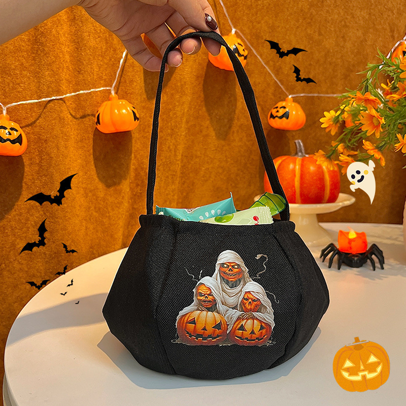 Bolsa de dulces de Halloween portátil bolsas de calabaza tridimensionales para niños regalos props de fiesta de fantasmas brujas transfronterizas props de fiesta de fantasmas
