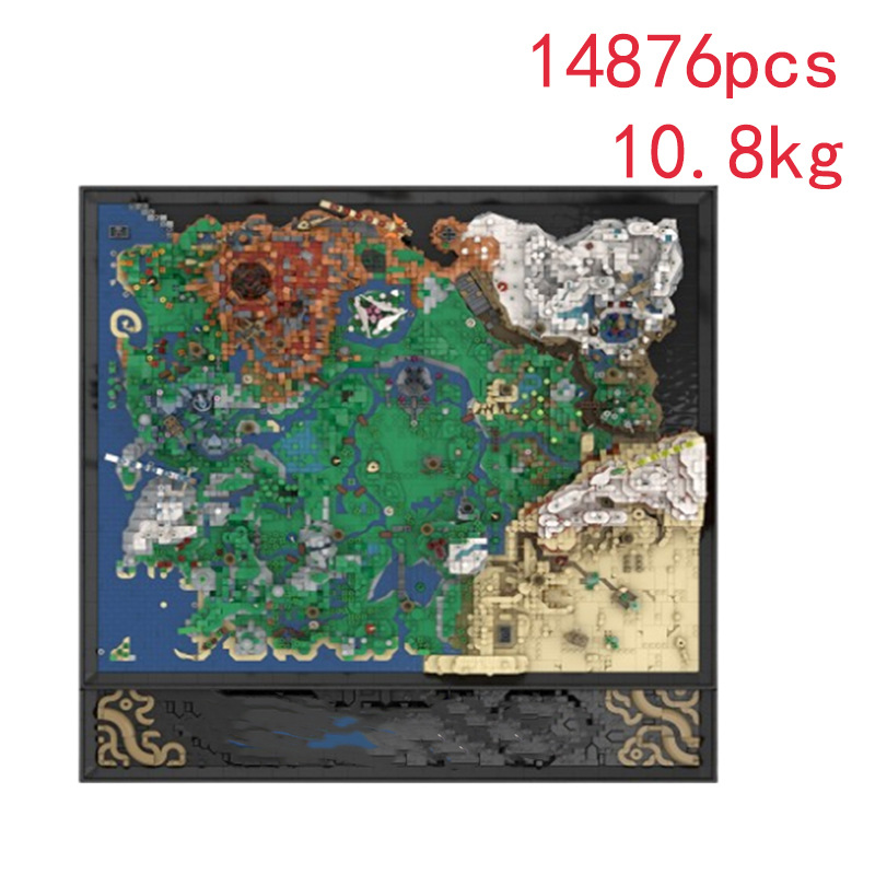 Nuevo modelo de rompecabezas MOC de 14876 piezas basado en el juego de la película, escala 1:13500, mapa de Hyrule._voghion.com