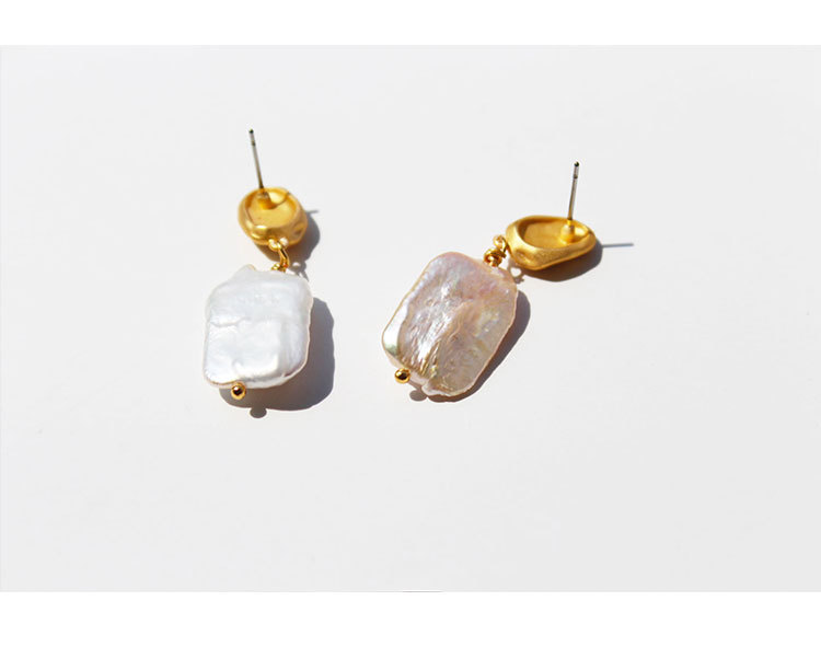 Artificial Gemstones Inlay Material Vintage Retro Square Baroque Pearl Copper Earrings Wholesale
