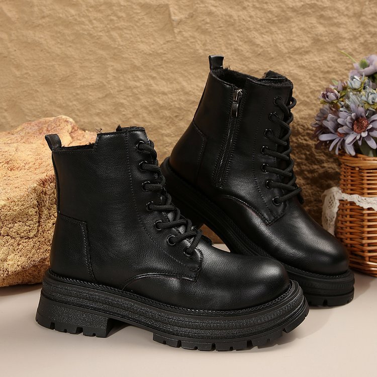 Outono e inverno novo estilo britânico moda sapatos de algodão botas de algodão feminino botas curtas explosivas_voghion.com
