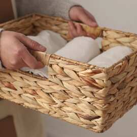 葫芦草编织收纳筐藤编客厅卧室手提储物篮收纳篮篮子框筐家居