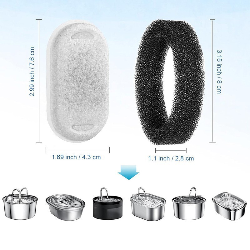 Cartucho de filtro para bebedores de agua para mascotas Filtro de fuente para gatos alimentador de agua filtro de carbón activado algodón accesorios para bebedores de agua para gatos y perros