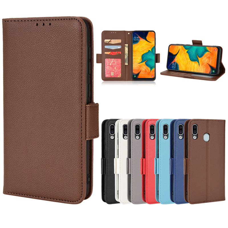 For Samsung SansungA30 Protective Case Galaxy A20 Phone Case with Card Side Buckle Flip Wallet Leather Case