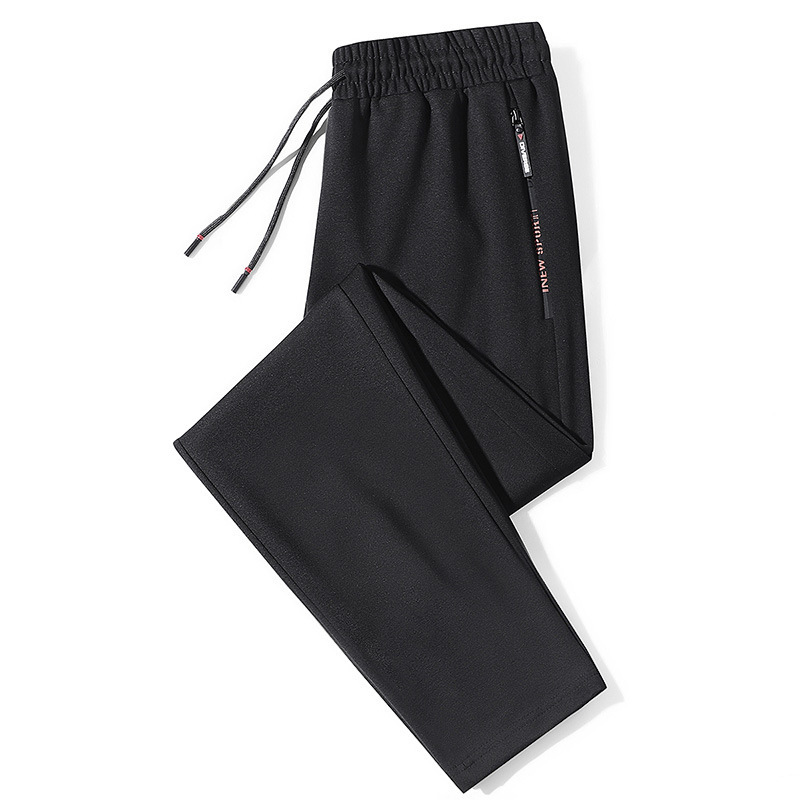 Pantaloni sport respirabili, casual, confortabili, subțiri, mărimi mari, de toamnă, pentru bărbați, cu fermoar și legături drepte_voghion.com
